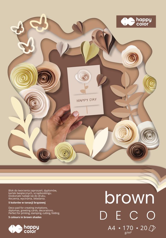 Värviline paber Deco A4, 170g/20lk - Pruunid toonid värviline paber pruun