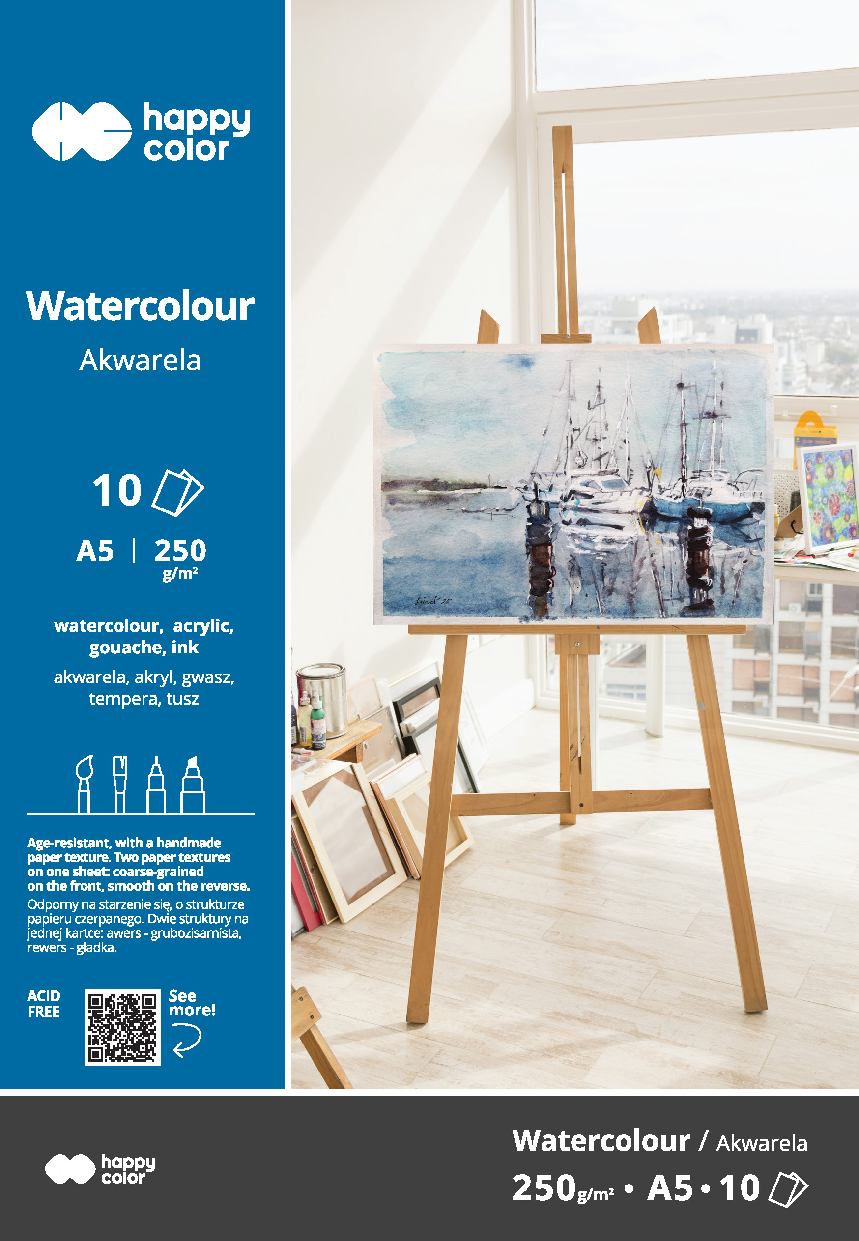 Akvarellpaber A5, 250g/10lk akvarellpaber