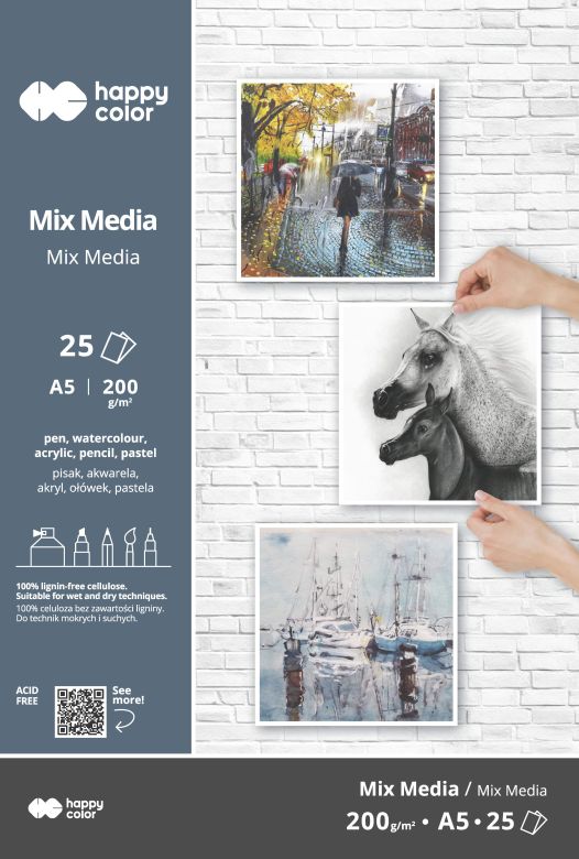 Joonistuspaber MIX MEDIA ART A5, 200g/25lk joonistuspaber