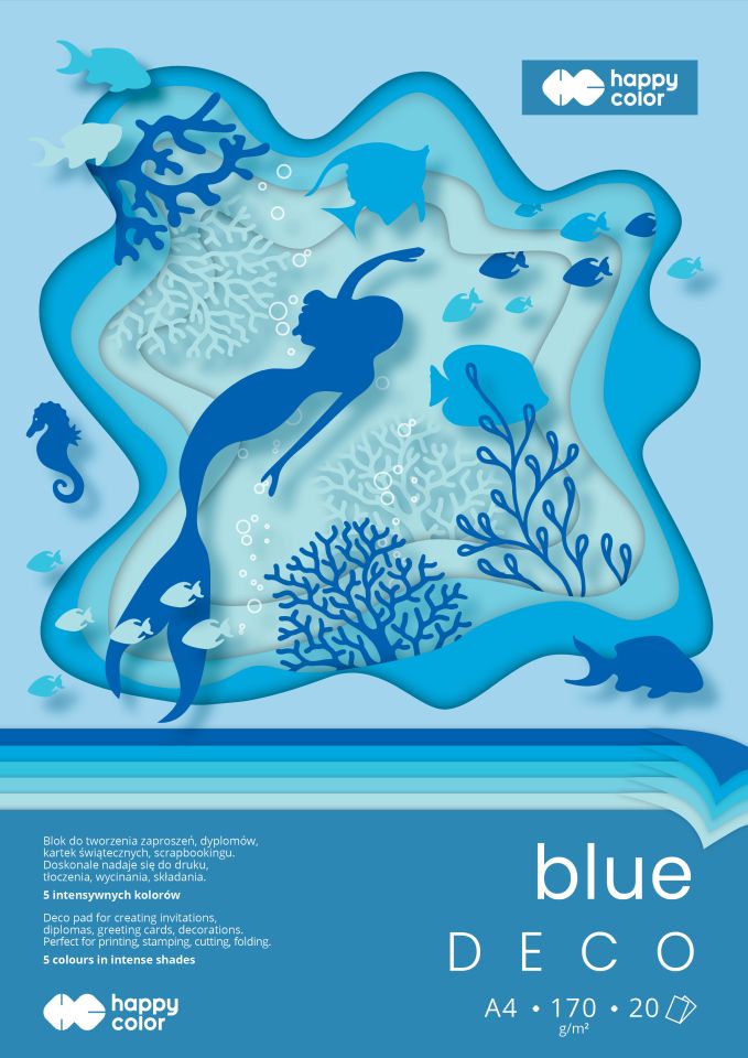 Värviline paber Deco BLUE A4, 170g/20lk värviline paber sinine