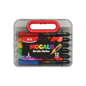 mocalo akrüülmarkerid pintsliga, komplekt 12tk