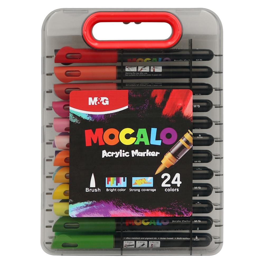 M&G Mocalo akrüülmarkerid pintselotsaga, komplekt 24tk mocalo akrüülmarkerid pintsliga, komplekt 24tk