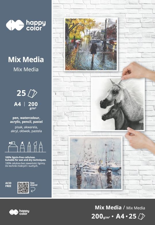 Joonistuspaber MIX MEDIA ART A4, 200g/25lk Joonistuspaber a4 200g 25 lehte